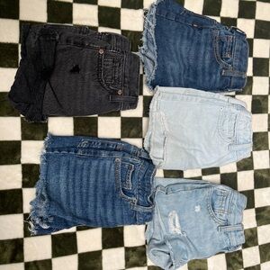 Old Navy Girls Denim Shorts Bundle - Dark Blue, Medium Blue, Light Blue, Black